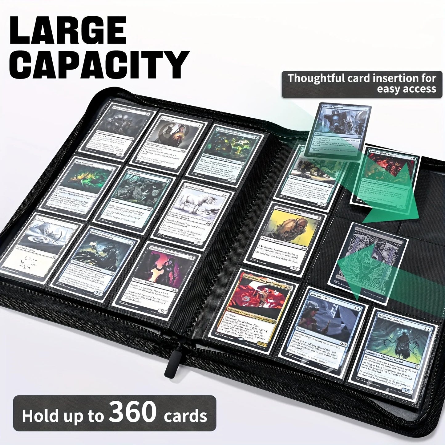 Premium 9-Pocket Zipper Card Binder – Holds 360 Trading Cards